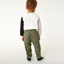 Load image into Gallery viewer, Khaki Green Lined 100% Cotton Cargo Trousers (3mths-6yrs)
