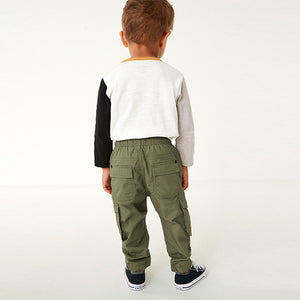 Khaki Green Lined 100% Cotton Cargo Trousers (3mths-6yrs)