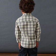 Load image into Gallery viewer, Ecru Cream With Character Pocket Check Corduroy Long Sleeve Shirt (3mths-6yrs)
