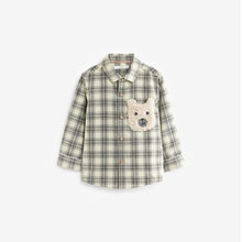 Load image into Gallery viewer, Ecru Cream With Character Pocket Check Corduroy Long Sleeve Shirt (3mths-6yrs)
