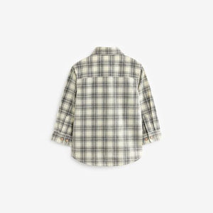 Ecru Cream With Character Pocket Check Corduroy Long Sleeve Shirt (3mths-6yrs)