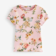 Load image into Gallery viewer, Pink Floral Short Sleeve Rib T-Shirt (3-12yrs)
