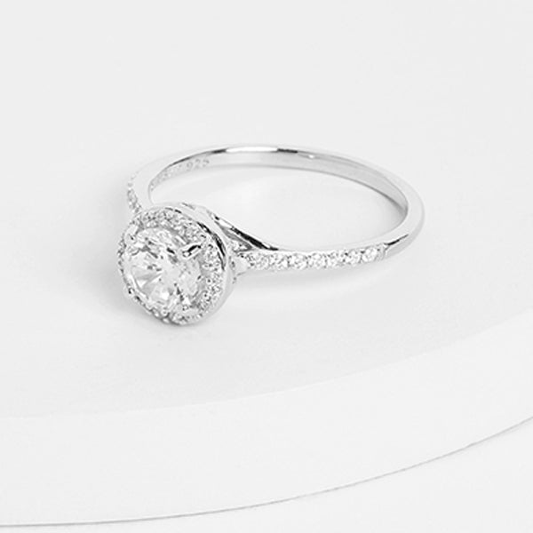 Sterling Silver Solitaire Halo Ring