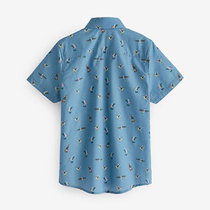 Blue Kingfisher Short Sleeve Printed Signature Shirt (3-12yrs)