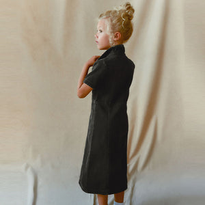 Maxi Length Black Fitted Denim Dress (3-12yrs)