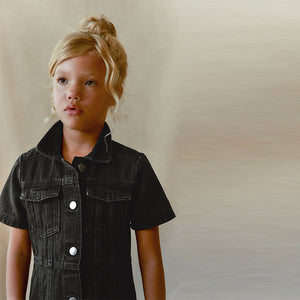 Maxi Length Black Fitted Denim Dress (3-12yrs)