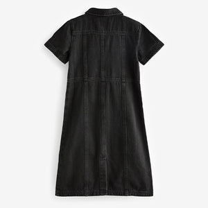 Maxi Length Black Fitted Denim Dress (3-12yrs)