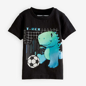 Black Dino Footbal Short Sleeve Character T-Shirt (3mths-6yrs)