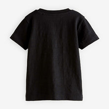 Load image into Gallery viewer, Black Dino Footbal Short Sleeve Character T-Shirt (3mths-6yrs)
