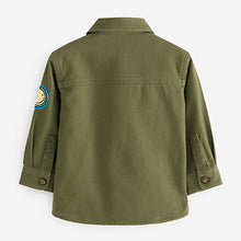 Load image into Gallery viewer, Khaki Green Long Sleeve Badged Twill Shirt (3mths-6yrs)
