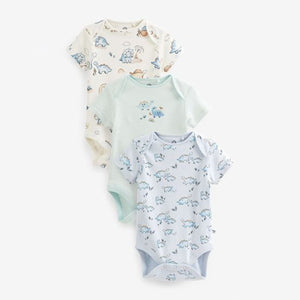 Pale Blue Baby Short Sleeves Bodysuit 3 Pack (0-18mths)