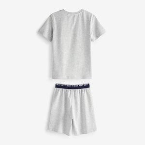 Blue/ Grey Plein Short Pyjamas 2 Pack (3-12yrs)