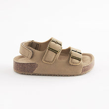Load image into Gallery viewer, Stone Cream Cushioned Footbed Double Buckle Touch Fastening Corkbed Sandals (Younger Boys)
