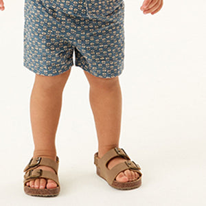 Stone Cream Cushioned Footbed Double Buckle Touch Fastening Corkbed Sandals (Younger Boys)