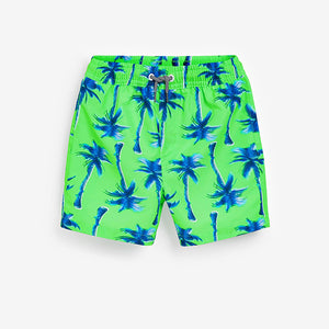 Fluro Green Palm Tree Swim Shorts (3-12yrs)