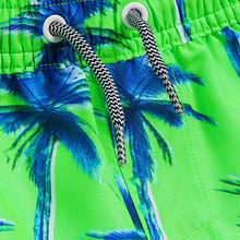 Load image into Gallery viewer, Fluro Green Palm Tree Swim Shorts (3-12yrs)

