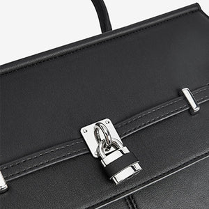Black Formal Lock Detail Tote Bag
