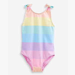 Multi Rainbow Stripe Tie Shoulder Swimsuit (3mths-5yrs)