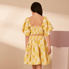 Load image into Gallery viewer, Yellow Floral Cut Out Detail Dress
