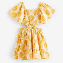 Load image into Gallery viewer, Yellow Floral Cut Out Detail Dress
