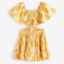 Load image into Gallery viewer, Yellow Floral Cut Out Detail Dress
