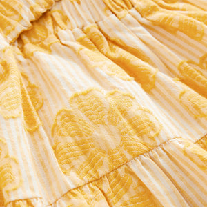 Yellow Floral Cut Out Detail Dress