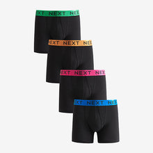Load image into Gallery viewer, Black Bright Colour Waistband A-Front Boxers
