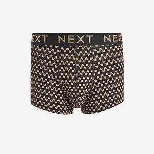 Black/Gold Pattern Hipsters 4 pack Hipsters