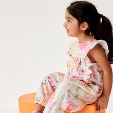 Load image into Gallery viewer, Pink Floral Frill Long Leg Playsuit (3mths-6yrs)
