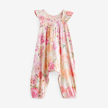 Load image into Gallery viewer, Pink Floral Frill Long Leg Playsuit (3mths-6yrs)
