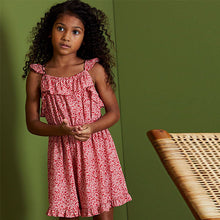 Load image into Gallery viewer, Red Ditsy Frill Playsuit (3-12yrs)
