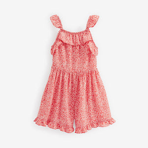Red Ditsy Frill Playsuit (3-12yrs)
