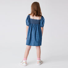 Load image into Gallery viewer, Blue Denim Embroidered Short Sleeve Dress (3-12yrs)
