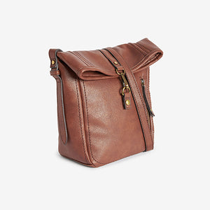 Tan Brown Utility Style Messenger Bag