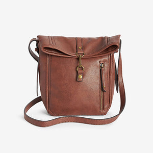 Tan Brown Utility Style Messenger Bag