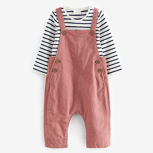 Rust Brown Baby 2 Piece Dungarees and Bodysuit Set (0mths-18mths)