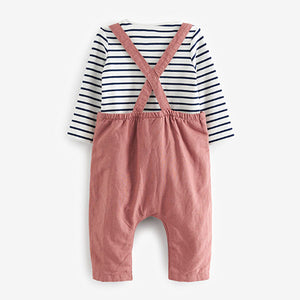 Rust Brown Baby 2 Piece Dungarees and Bodysuit Set (0mths-18mths)