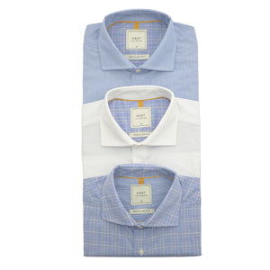 Blue Slim Fit Single Cuff Shirts 3 Pack