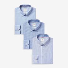 Load image into Gallery viewer, Blue Slim Fit Single Cuff Shirts 3 Pack
