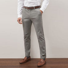Load image into Gallery viewer, Grey Slim Fit Printed Belted Soft Touch Chino Trousers
