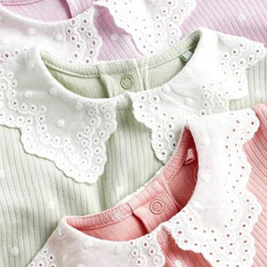 Multi Pastel Baby Collared Sleepsuits 3 Pack (0mths-18mths)