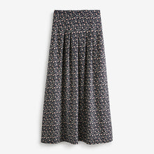 Load image into Gallery viewer, Navy Blue Ditsy Pleat Front Detail Maxi Skirt
