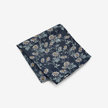 Load image into Gallery viewer, Yellow/Blue Navy Floral Silk Tie And Pocket Square Set
