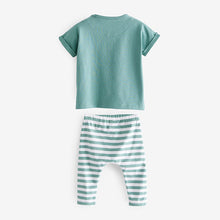 Load image into Gallery viewer, Teal Blue Lion 2 Piece Baby T-Shirt And Leggings Set (0-18mths)
