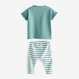 Teal Blue Lion 2 Piece Baby T-Shirt And Leggings Set (0-18mths)