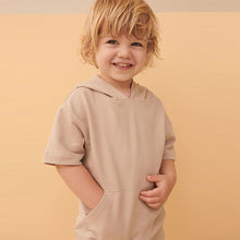 Load image into Gallery viewer, Tan Brown Short Sleeve Hoodie and Short Set (3mths-6yrs)
