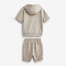 Load image into Gallery viewer, Tan Brown Short Sleeve Hoodie and Short Set (3mths-6yrs)
