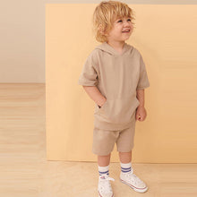 Load image into Gallery viewer, Tan Brown Short Sleeve Hoodie and Short Set (3mths-6yrs)
