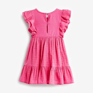 Pink Jersey Woven Mix Embroidered Dress (3mths-6yrs)
