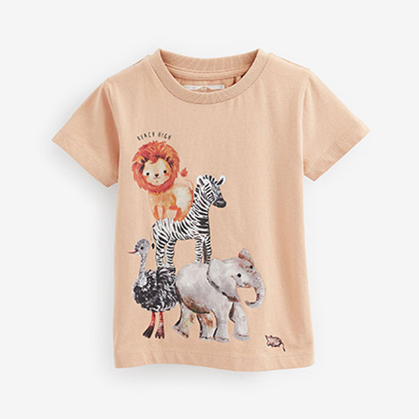 Peach Pink Safari Short Sleeve Character T-Shirt (3mths-6yrs)